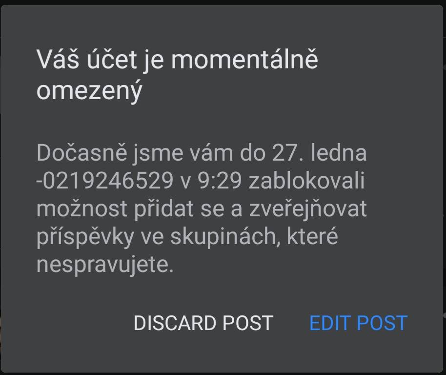 Co znamená omezení účtu na Facebooku?