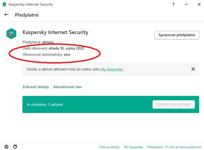 Jak zrusit predplatne Kaspersky?