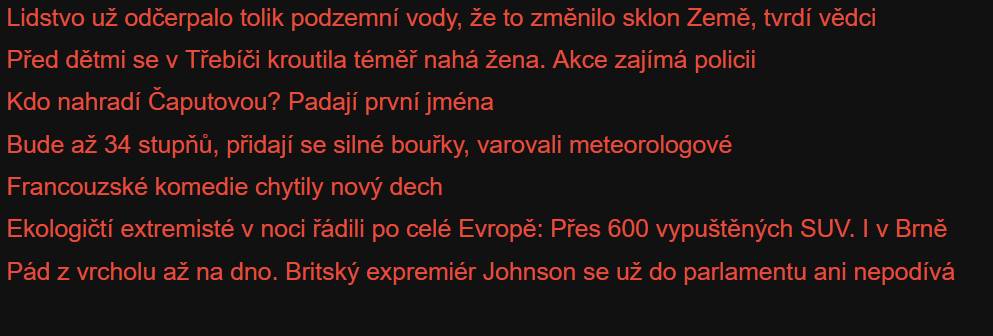 Jak změnit barvu písma na seznamu?